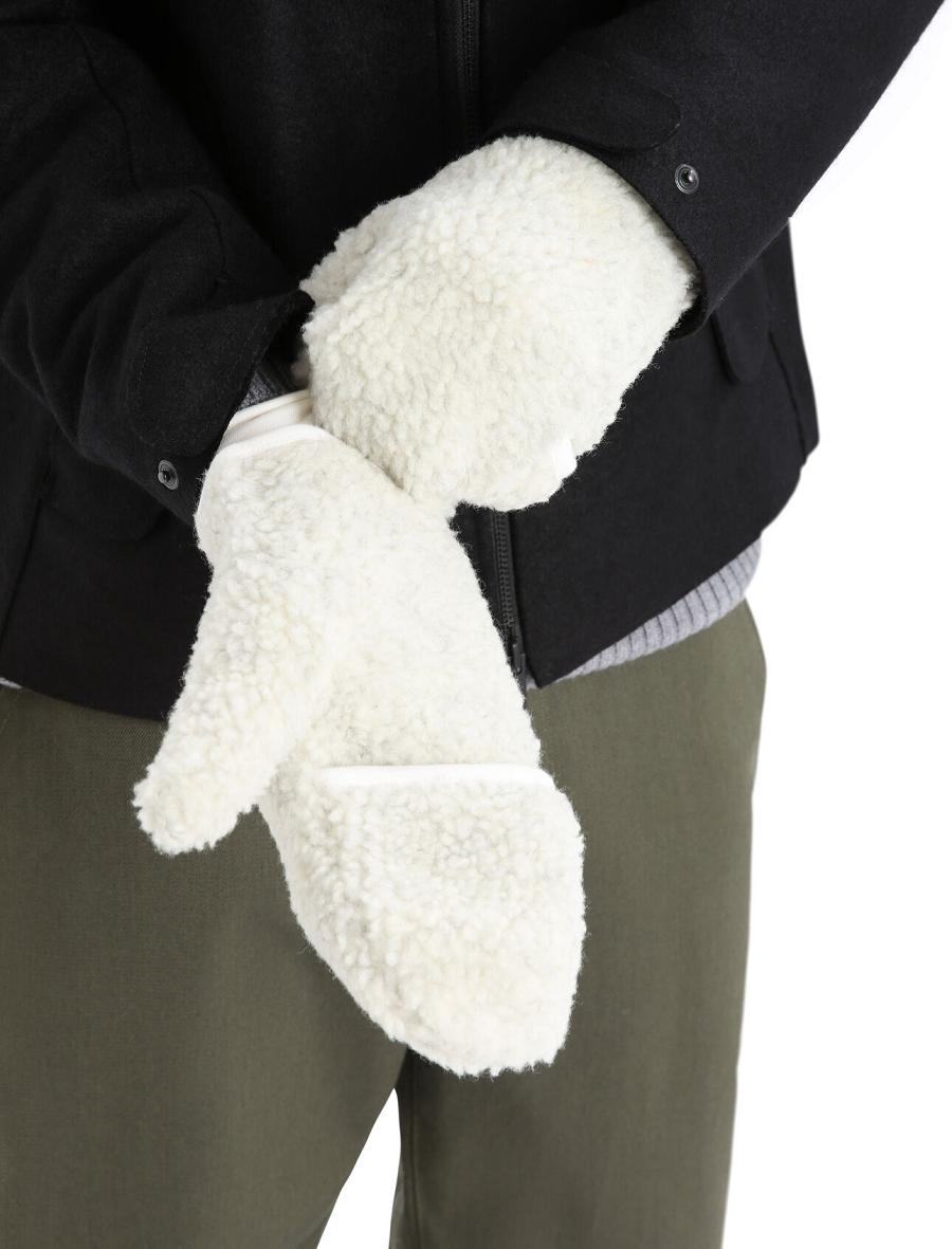 Icebreaker Unisex RealFleece™ Merino High Pile Mittens Férfi Kesztyű Fehér | HU 1054WNBY